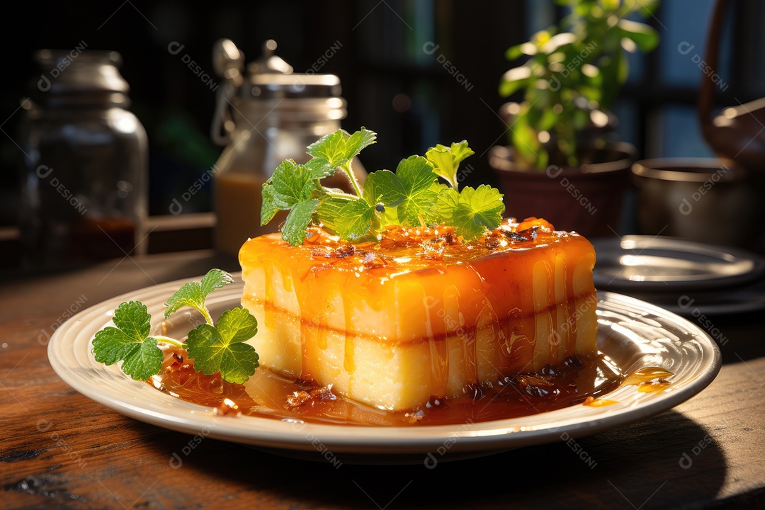 Delicioso pudim de caramelo