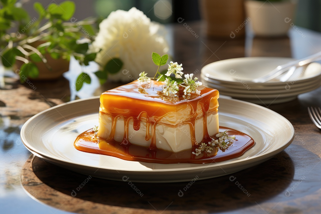 Delicioso pudim de caramelo