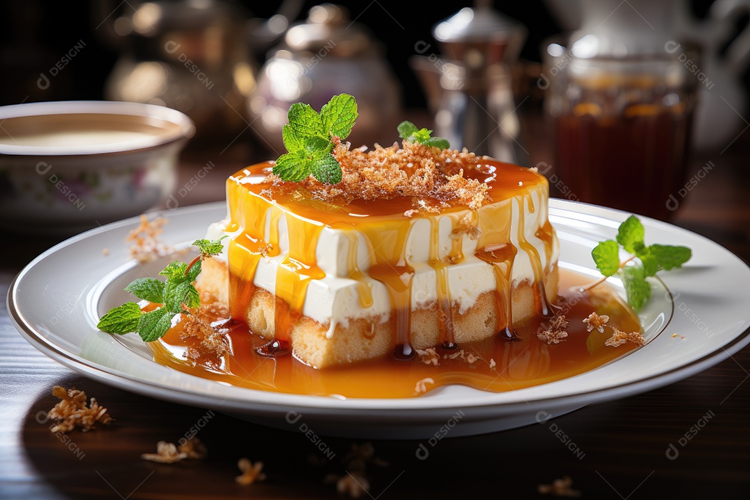 Delicioso pudim de caramelo