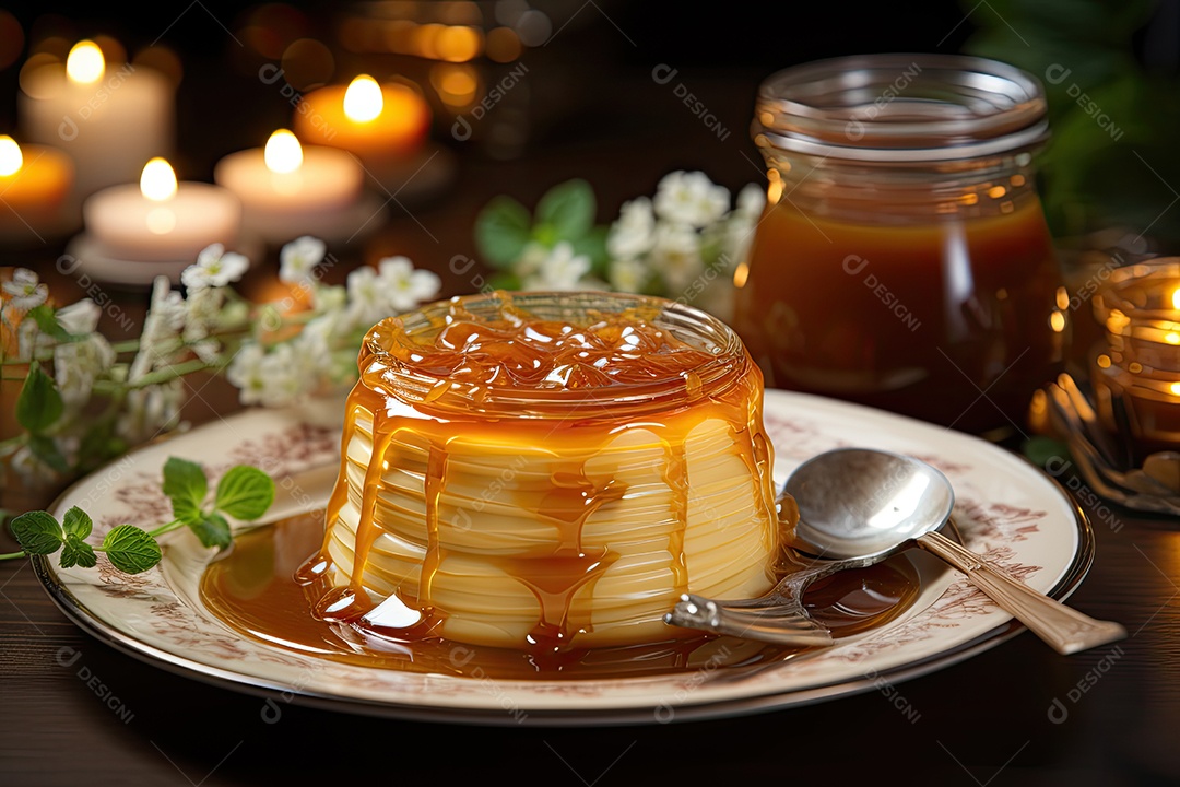 Delicioso pudim de caramelo