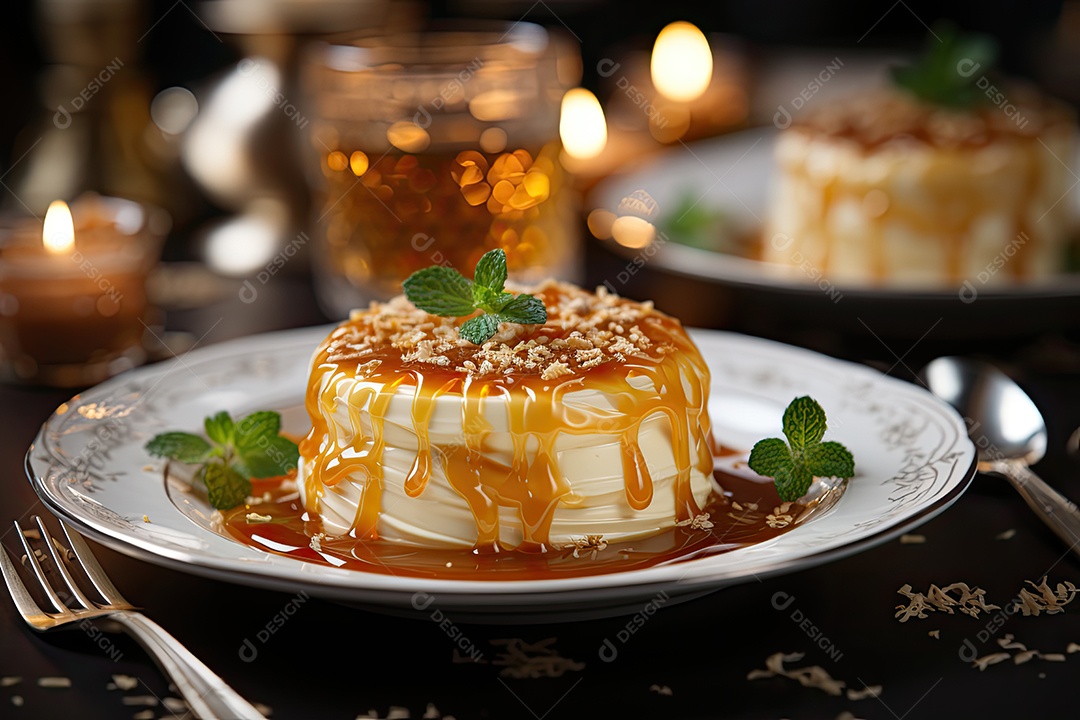 Delicioso pudim de caramelo