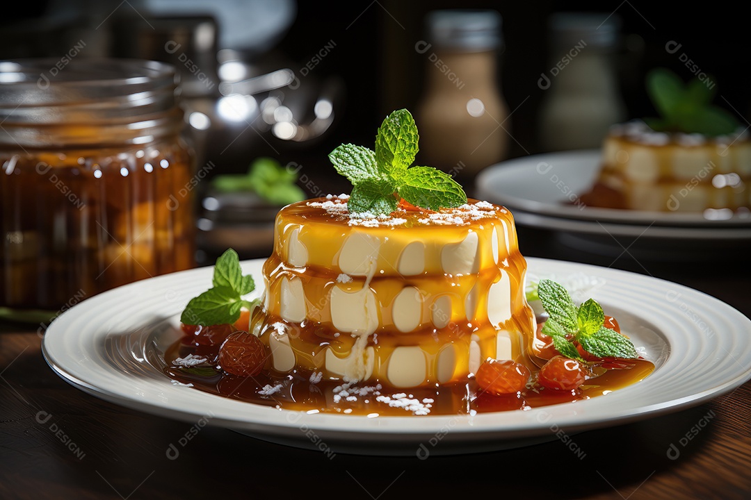 Delicioso pudim de caramelo