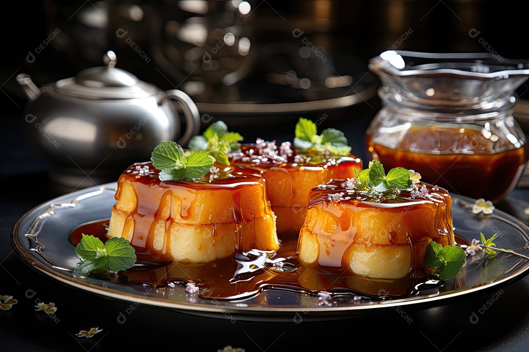 Delicioso pudim de caramelo