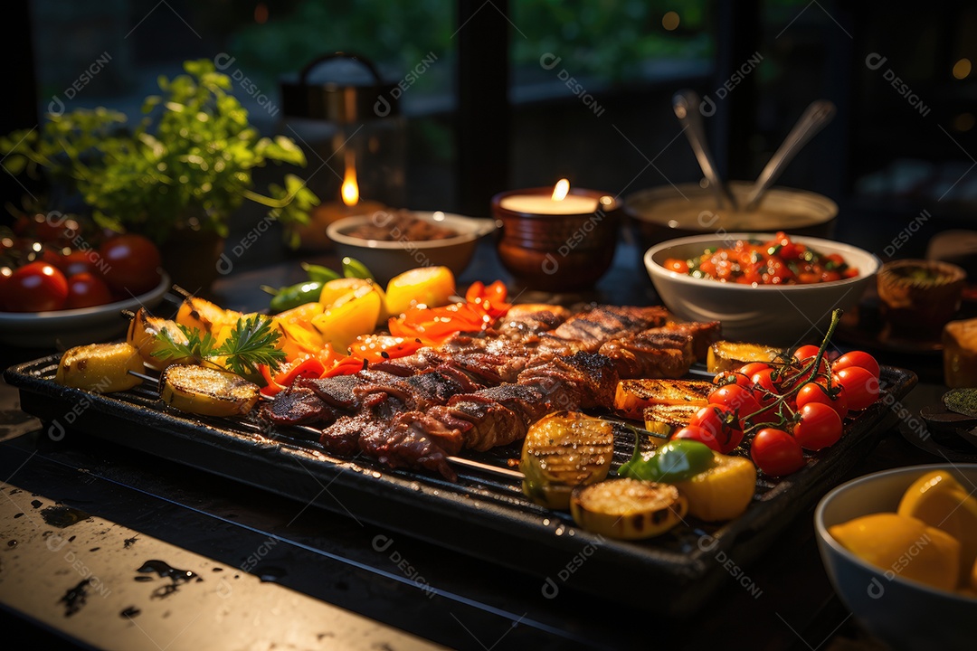 Churrasco amigável de verão: carne suculenta, risadas e boa companhia.