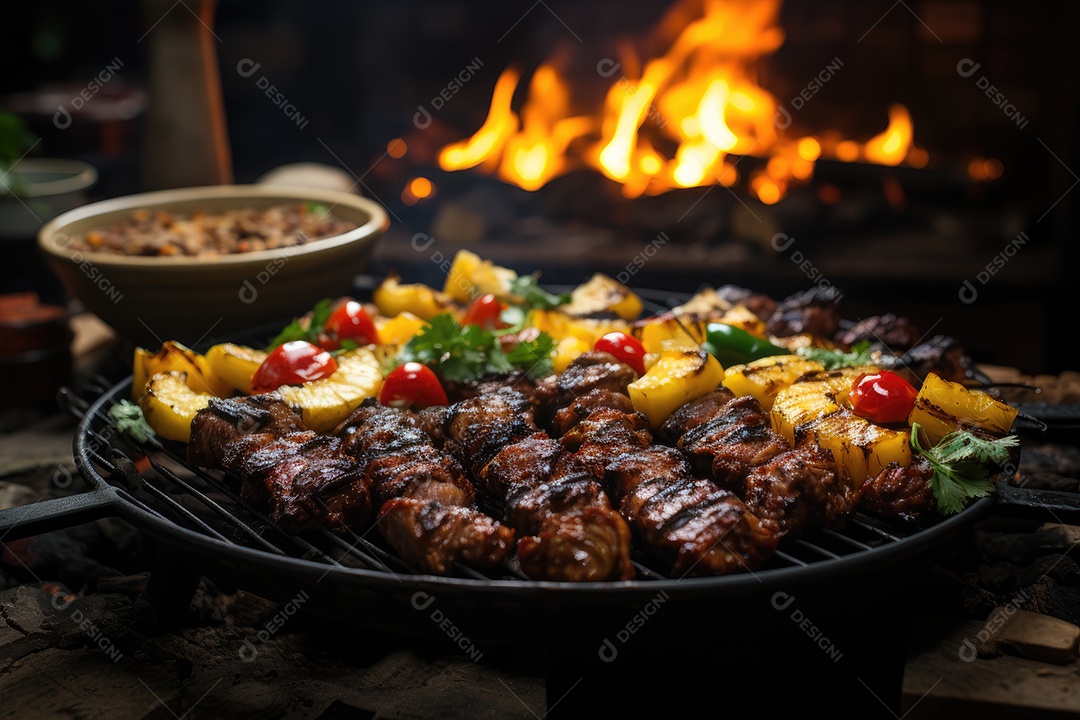 Churrasco na floresta: espetinhos suculentos, amigos e fogueira