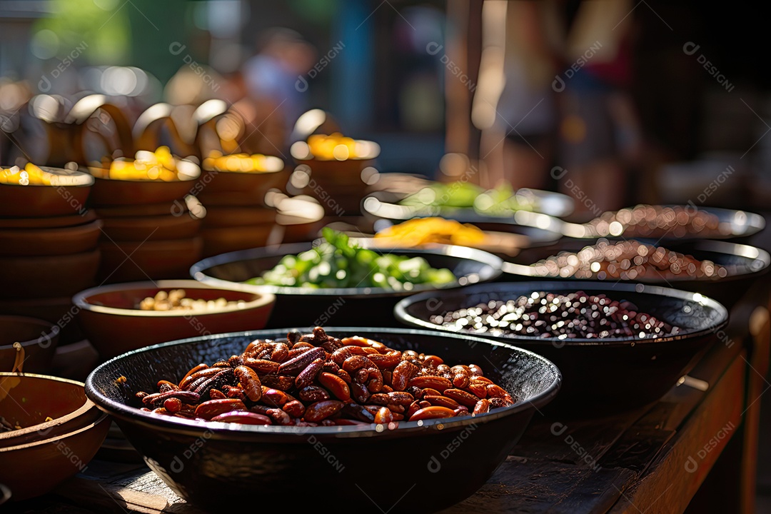 Feira vibrante revela riqueza da comida brasileira acarajés, açaí, feijoada, cocadas e mais.