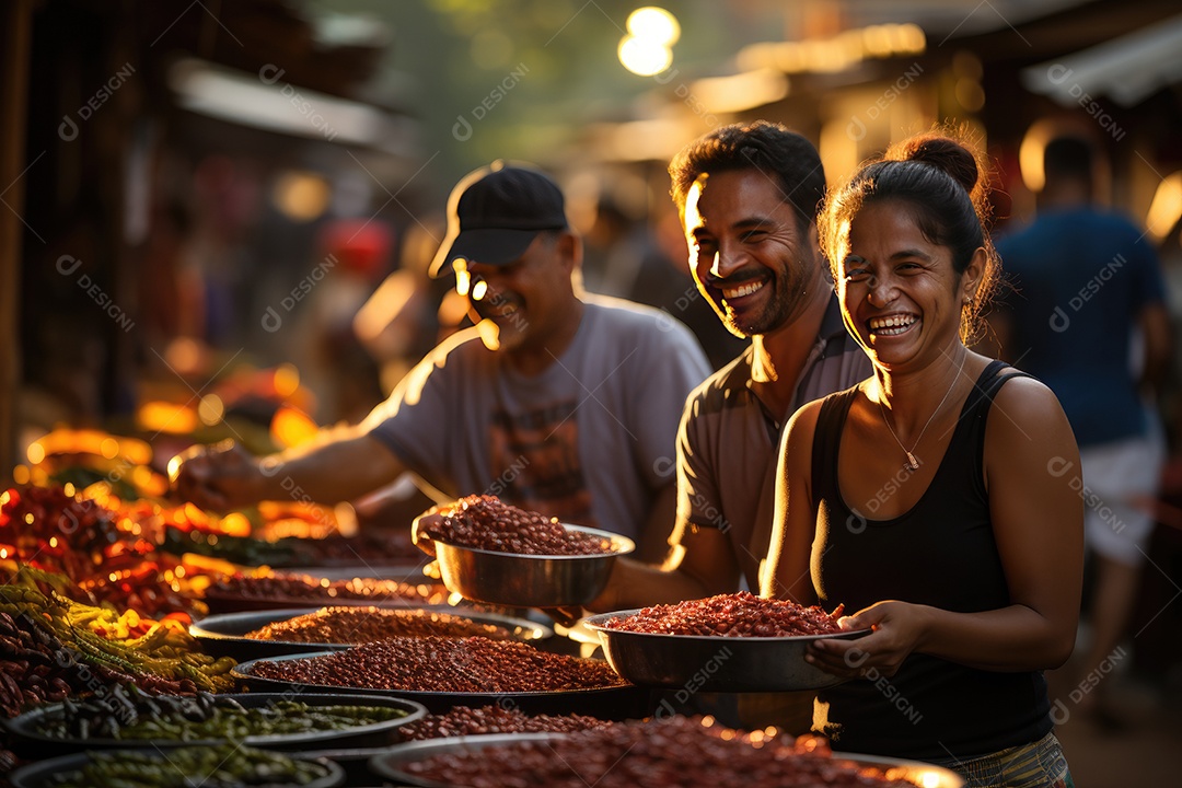 Feira vibrante exibe rica variedade da comida brasileira.