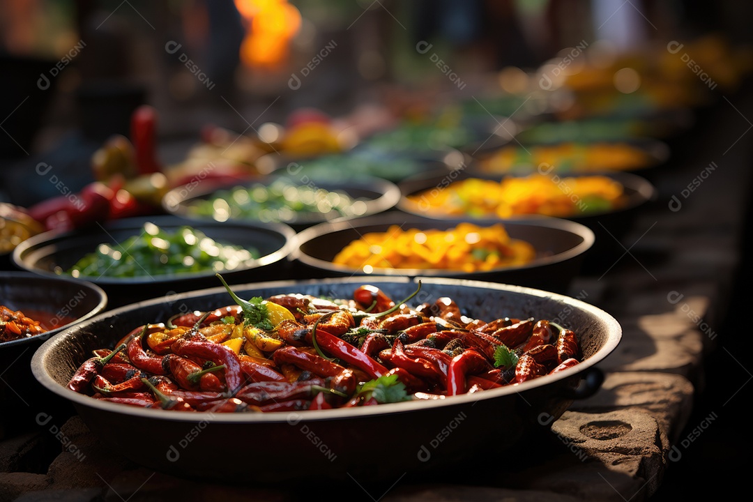 Feira brasileira repleta de iguarias e cores, com música de fundo. (1)