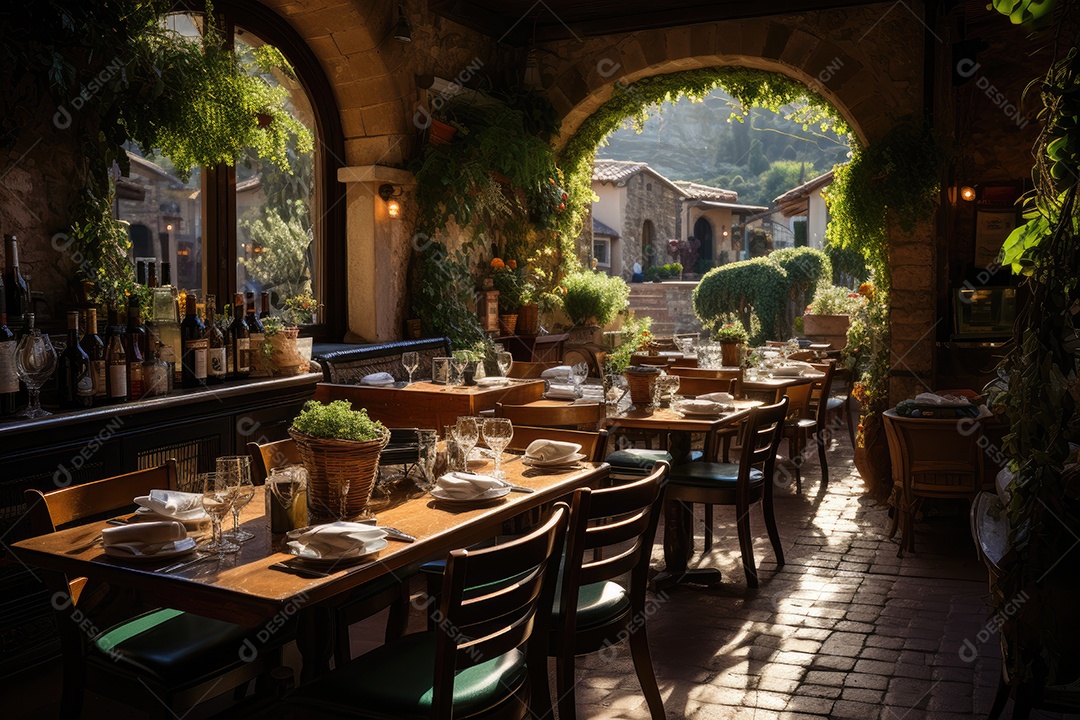 Mesa italiana repleta ao lado do canal, capturando a delícia culinária.