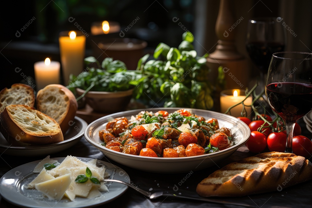 Banquete italiano: massa fresca, vinho