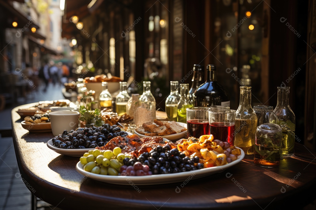 Mercado italiano agitado exibindo iguarias em ruas pitorescas.