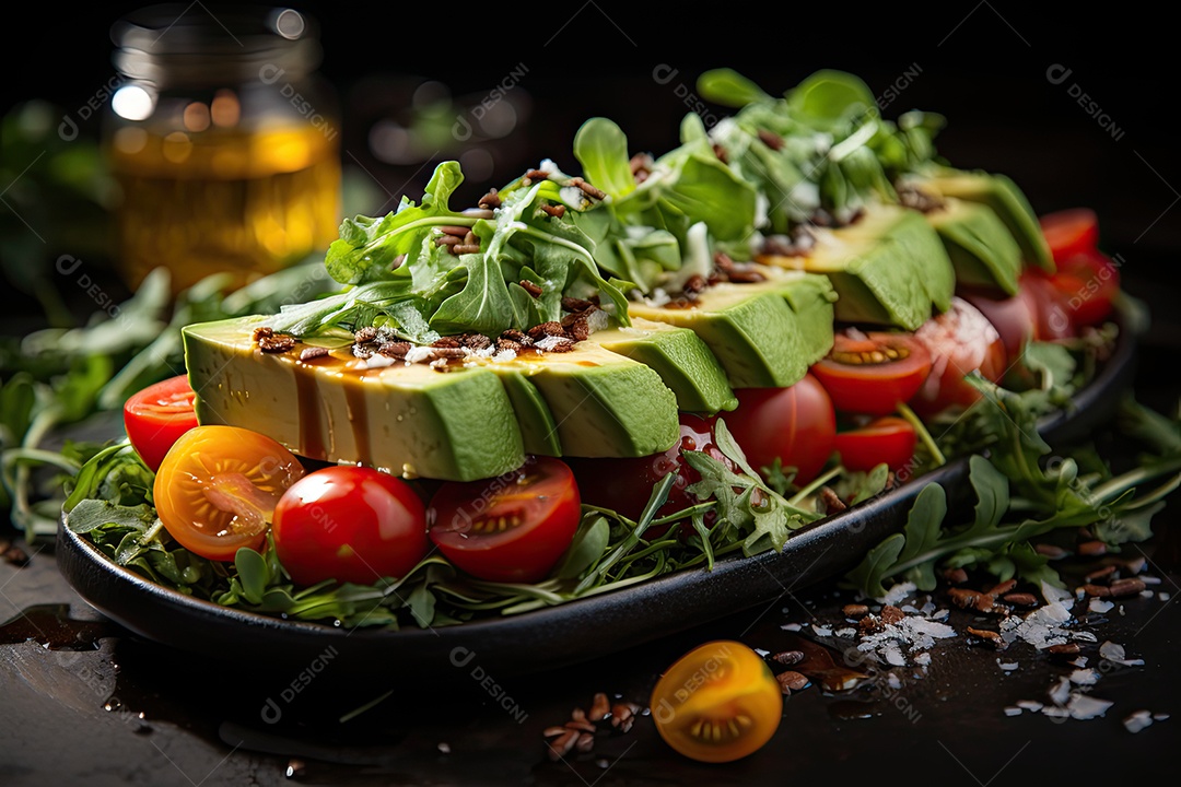 Explosão de cores e sabores em uma salada fresca e vibrante.