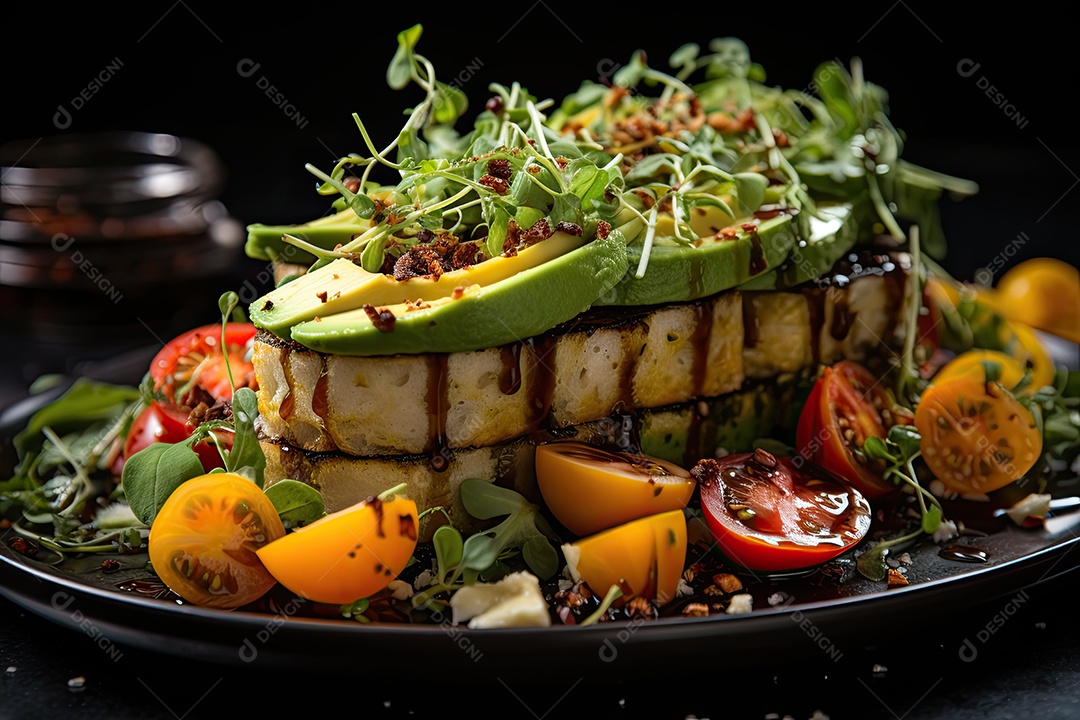 Explosão de cores e sabores em uma salada fresca e vibrante.