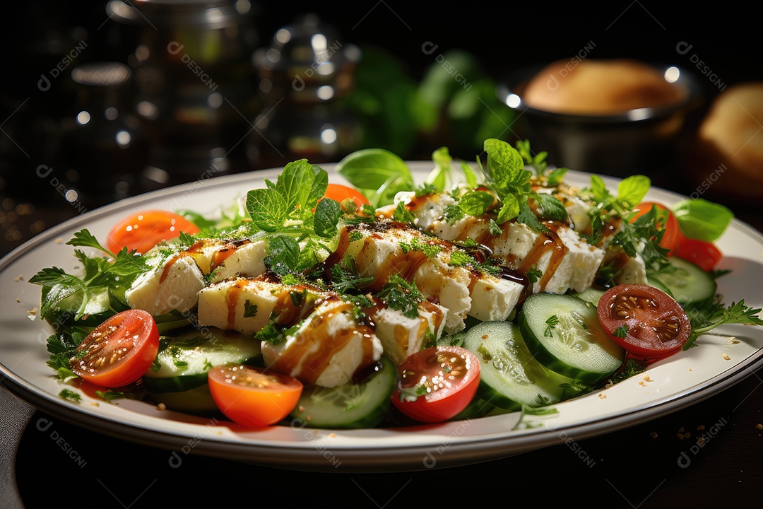 Salada fresca com folhas verdes