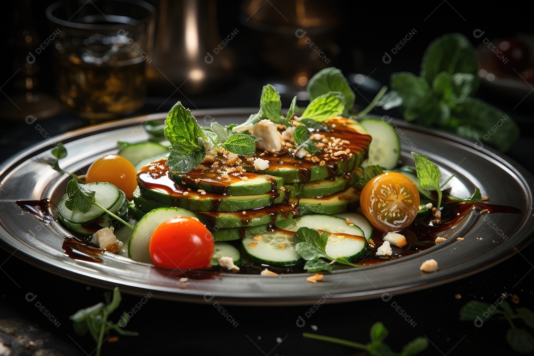 Salada fresca com folhas verdes