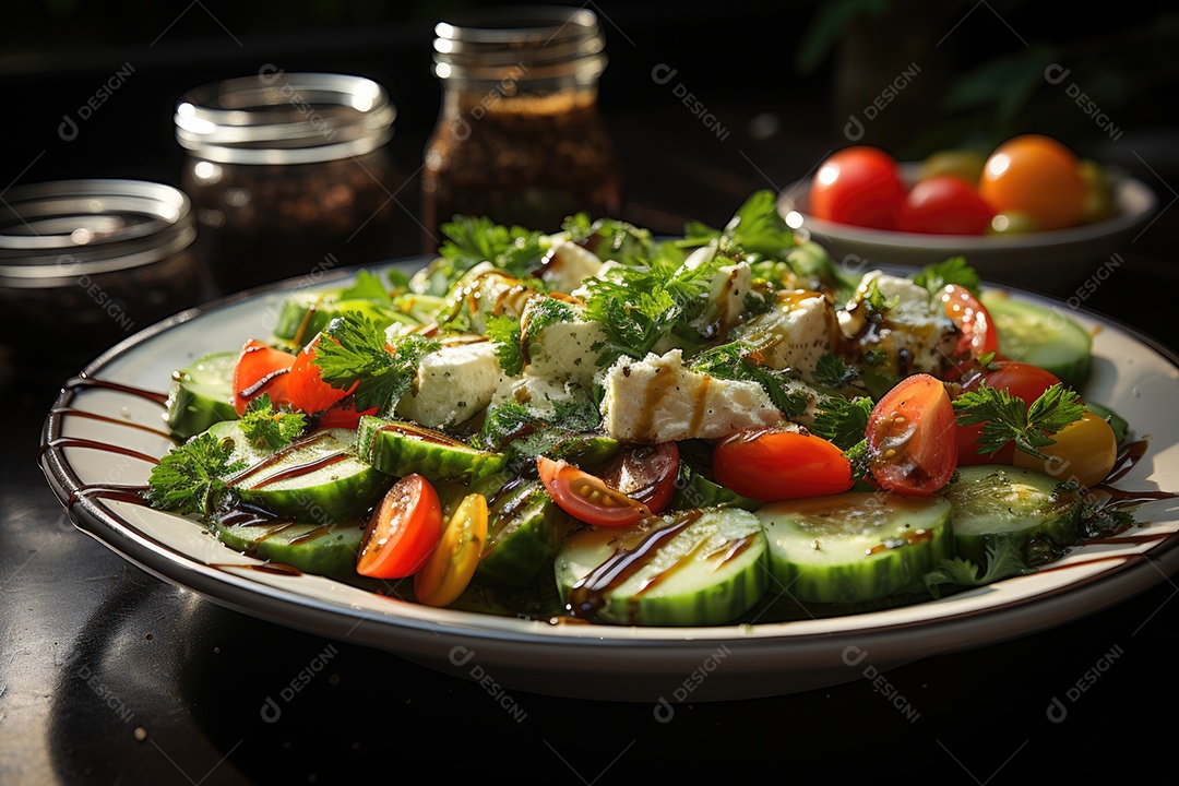 Salada fresca com folhas verdes