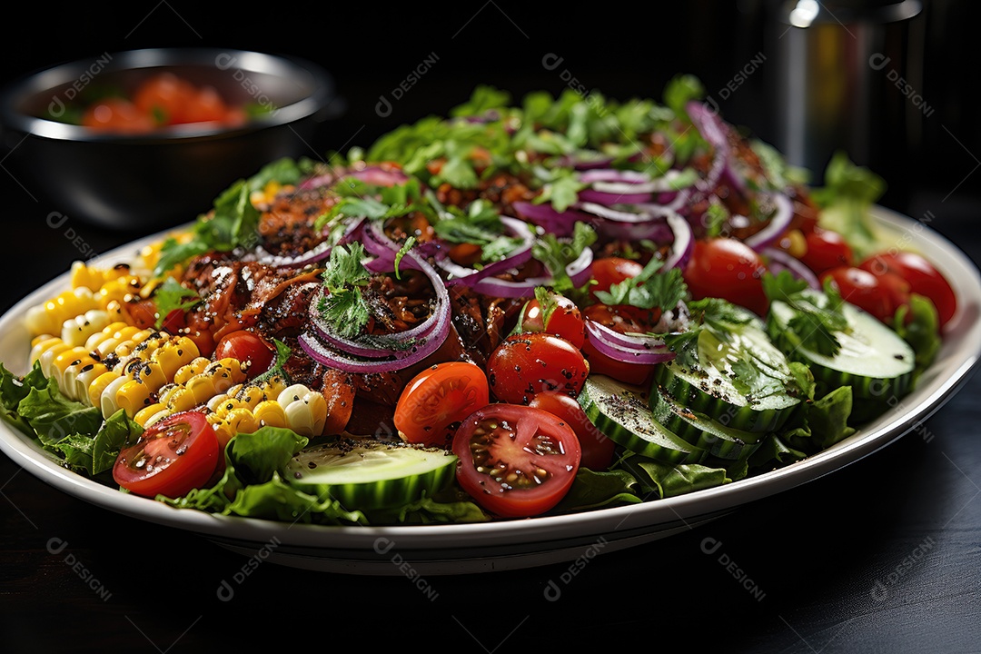 Salada fresca com folhas verdes