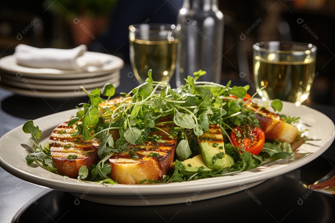 Salada fresca repleta de cores e texturas.