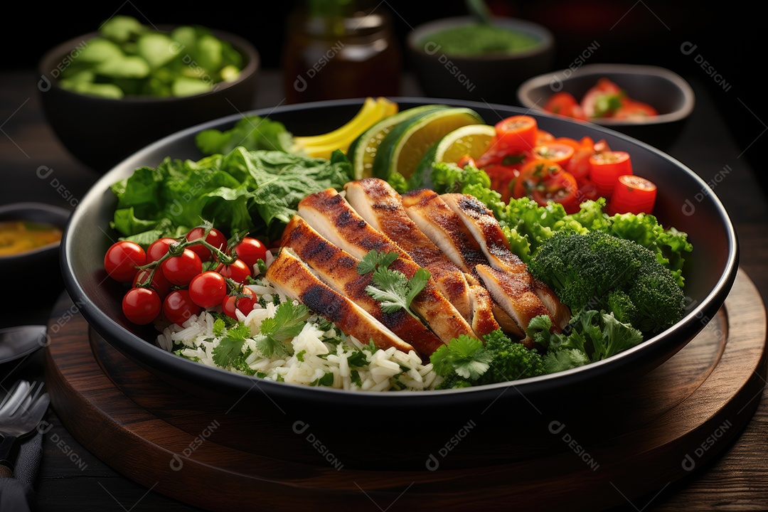 Tigela vibrante de comida fitness