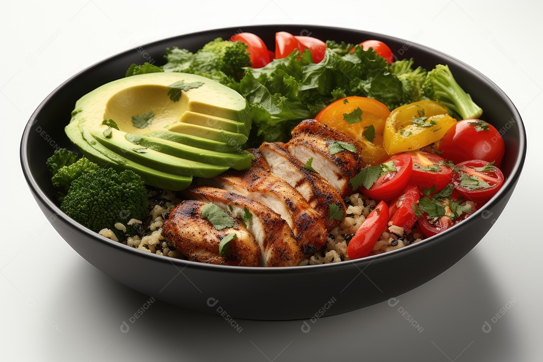 Tigela vibrante de comida fitness