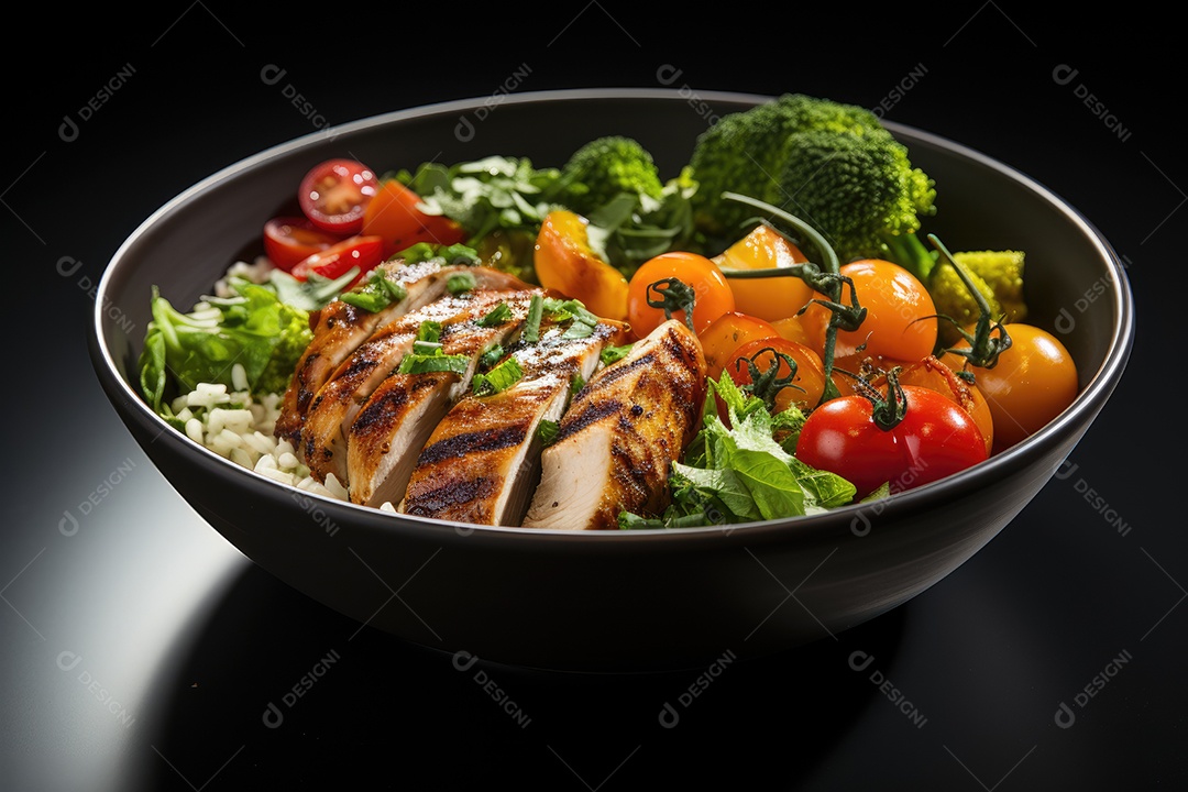 Tigela vibrante de comida fitness