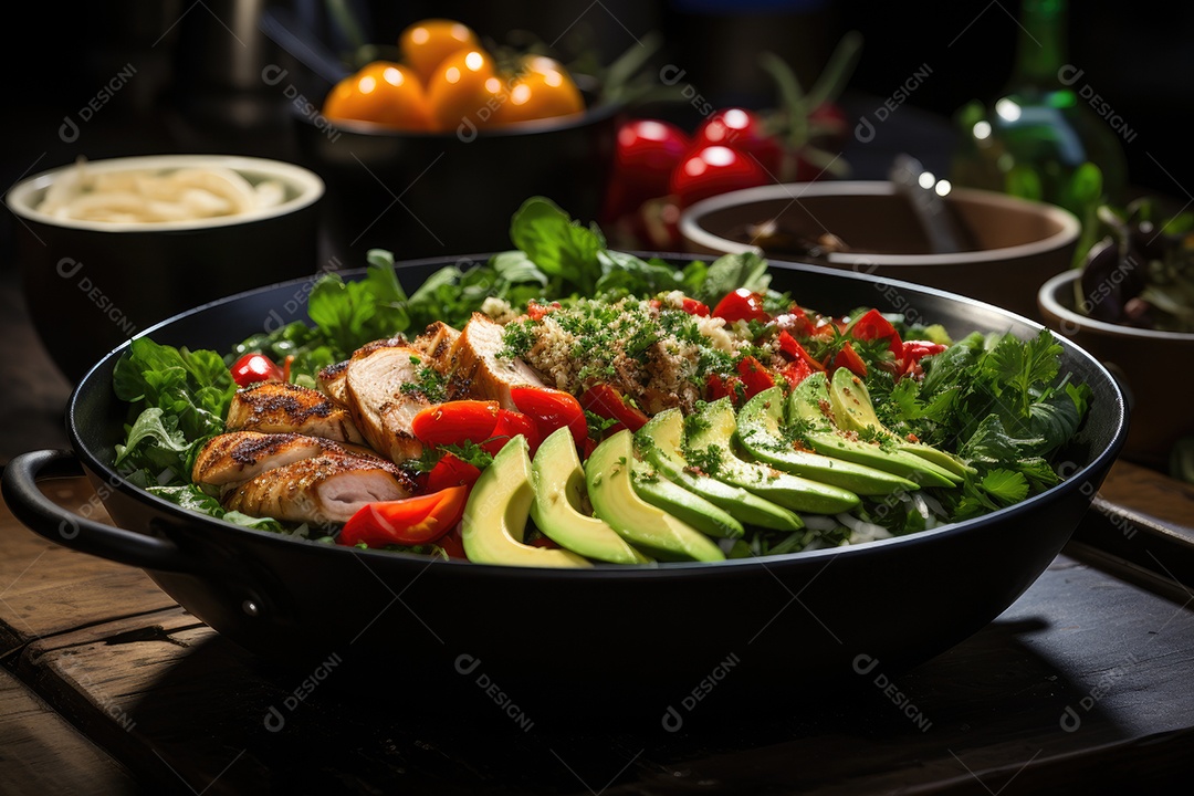 Tigela vibrante de comida fitness