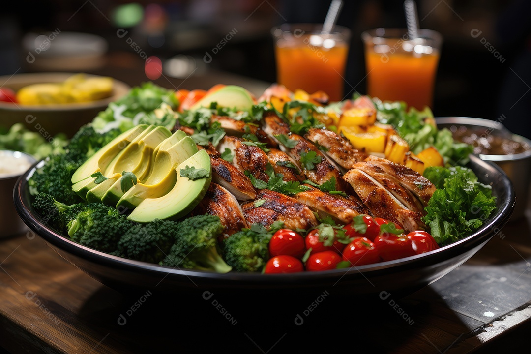 Tigela vibrante de comida fitness