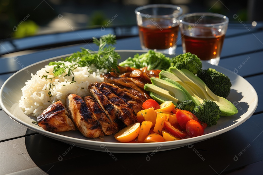 Chef prepara refeição fitness colorida