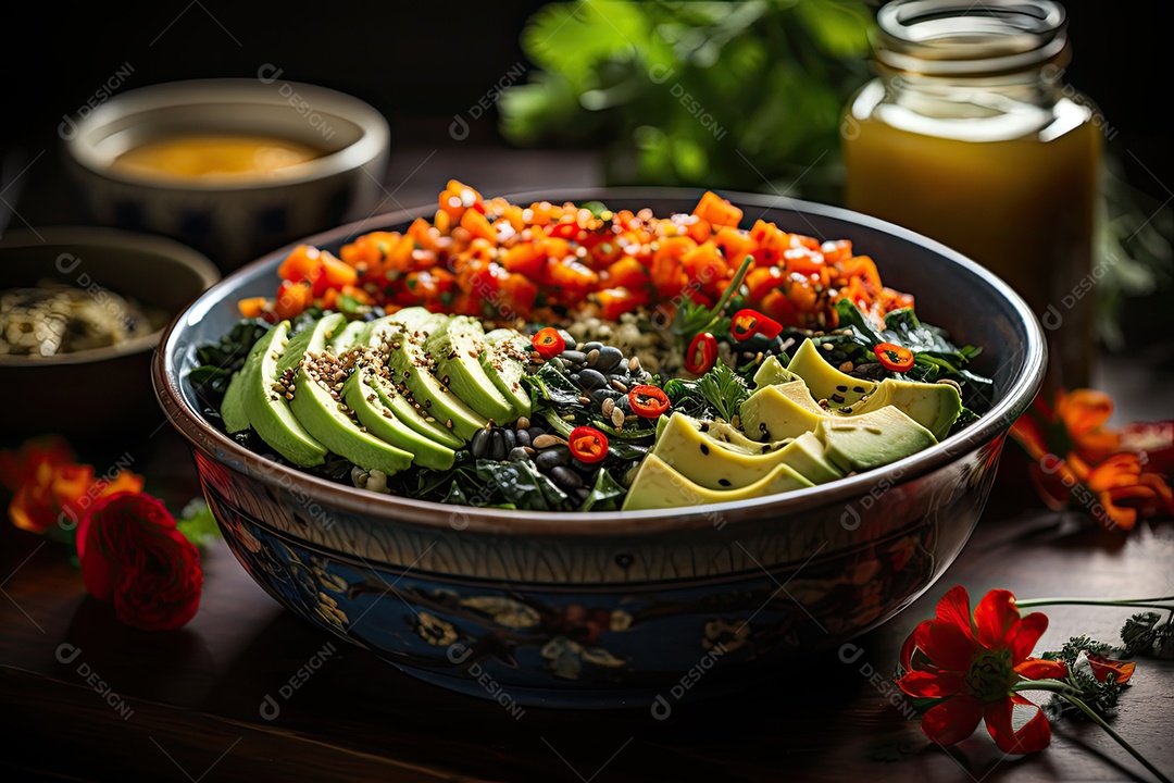 Tigela vibrante de comida fitness