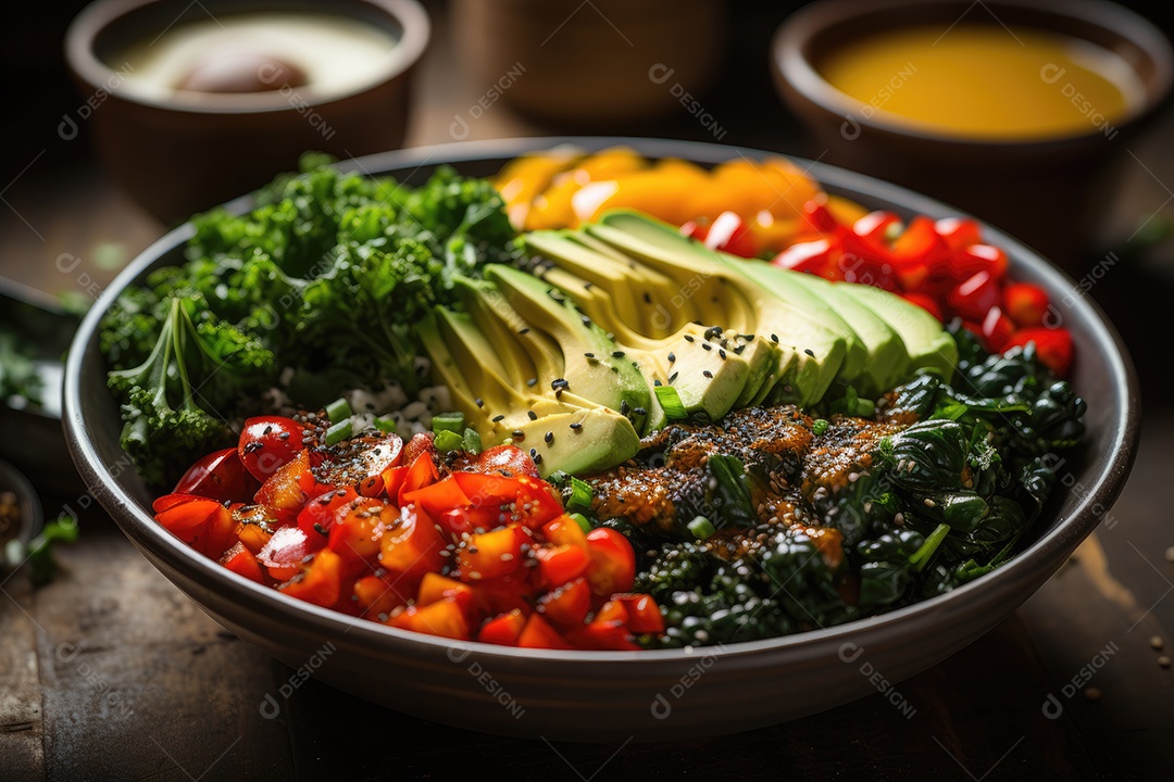 Tigela vibrante de comida fitness