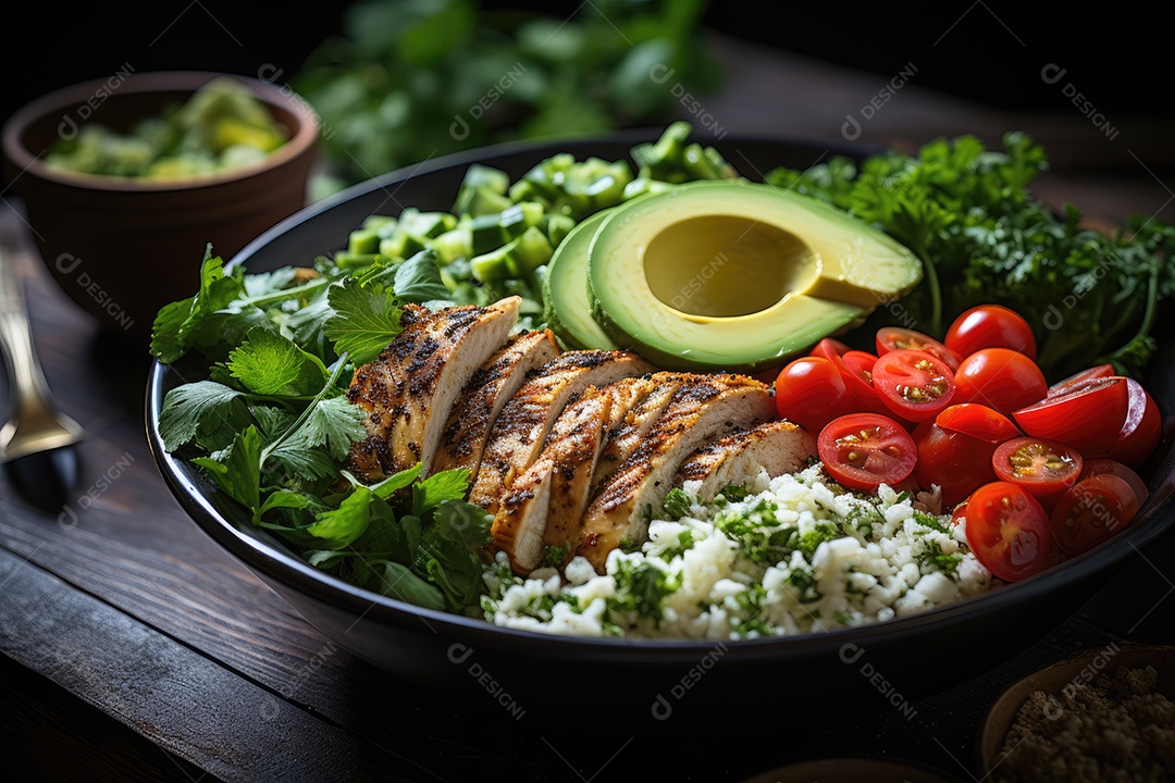 Tigela vibrante de comida fitness