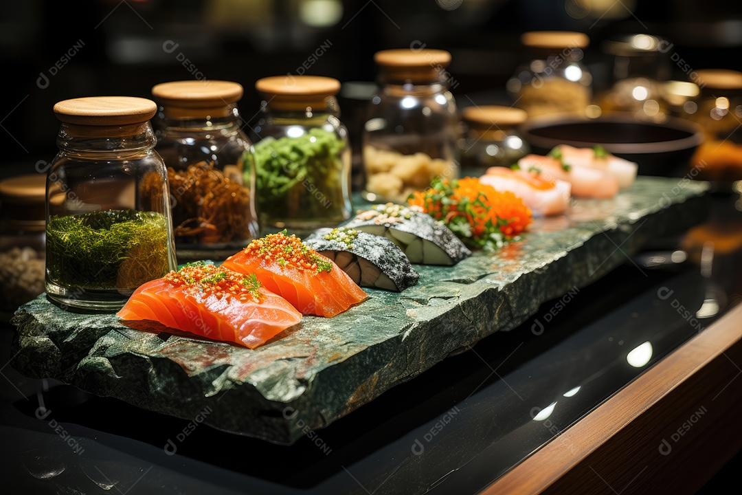 Peças de sushi comida japonesa