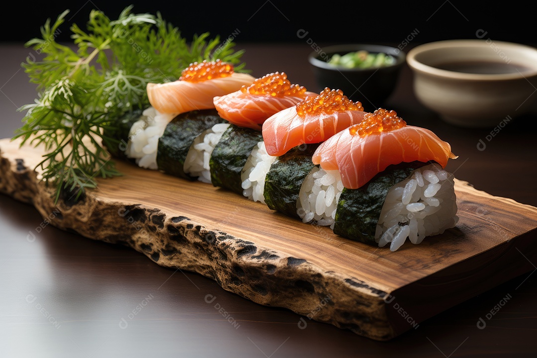 Peças de sushi deliciosas