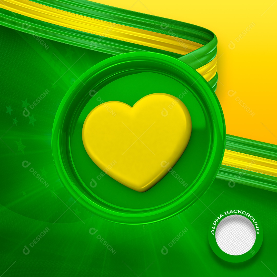 Like Coração 7 De Setembro Elemento 3D Para Composição PSD