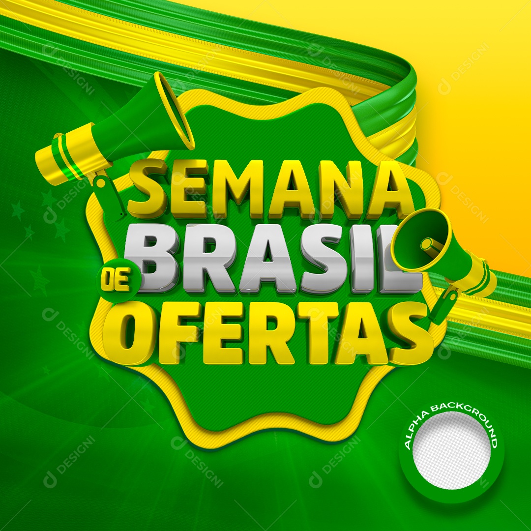 Selo 3D Semana Brasil De Ofertas Para Composição PSD