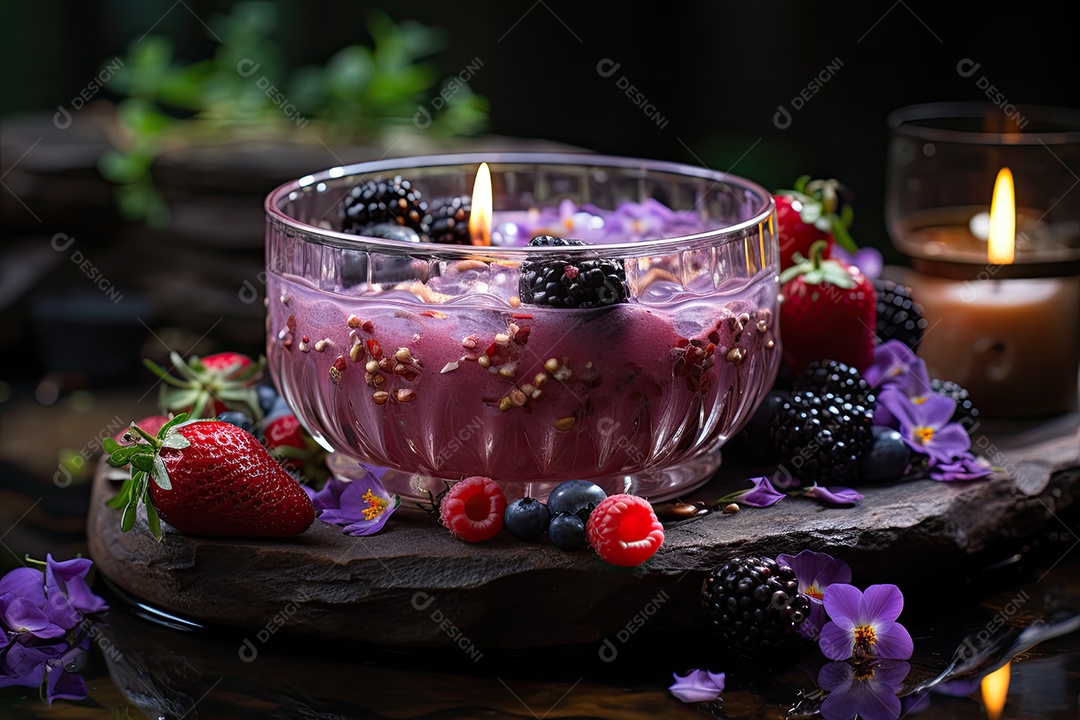Tigela de açaí com frutas tropicais e granola