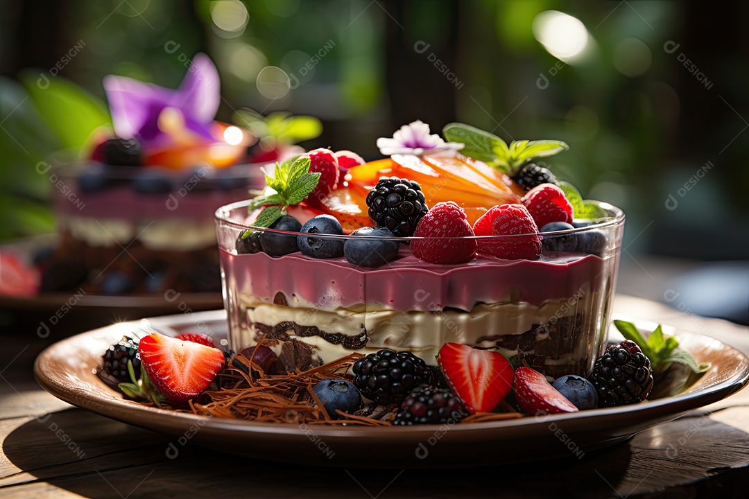 Tigela de açaí com frutas tropicais e granola