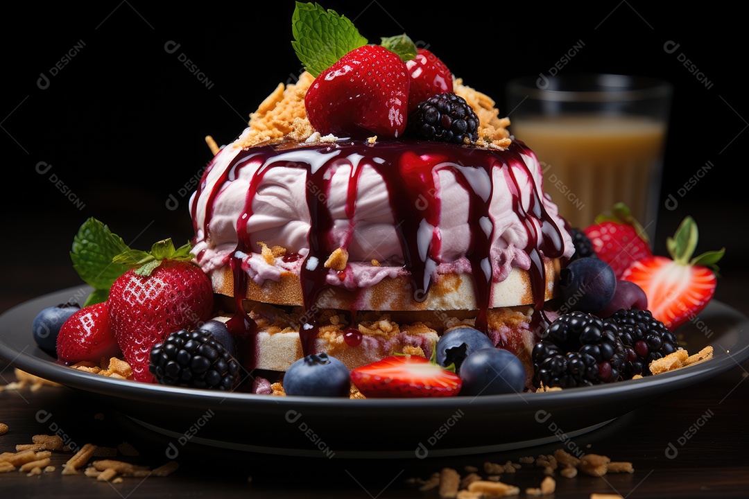 Tigela de açaí com frutas tropicais e granola