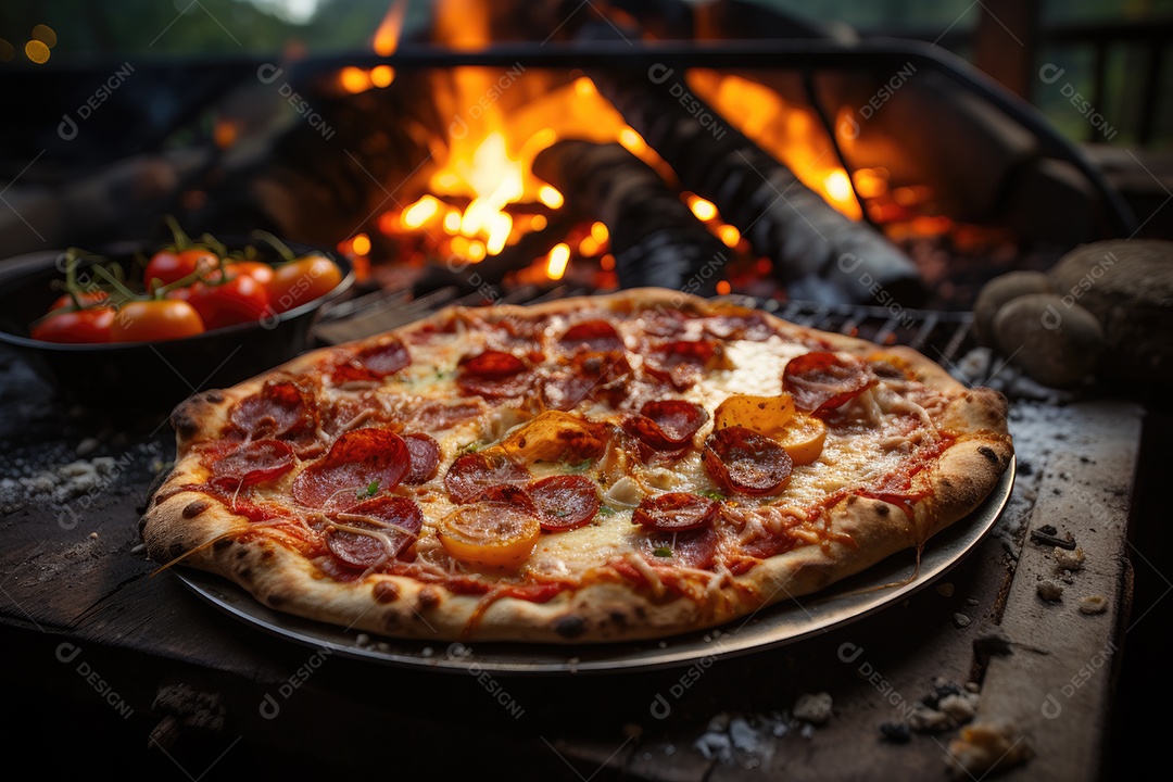 Pizza fresca com queijo derretido e pepperoni suculento.