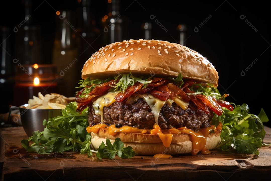 Hambúrguer suculento, batatas crocantes e milkshake cremoso