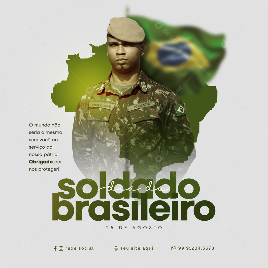 Obrigado Por Nos Proteger Dia Do Soldado Brasileiro Social Media PSD Editável