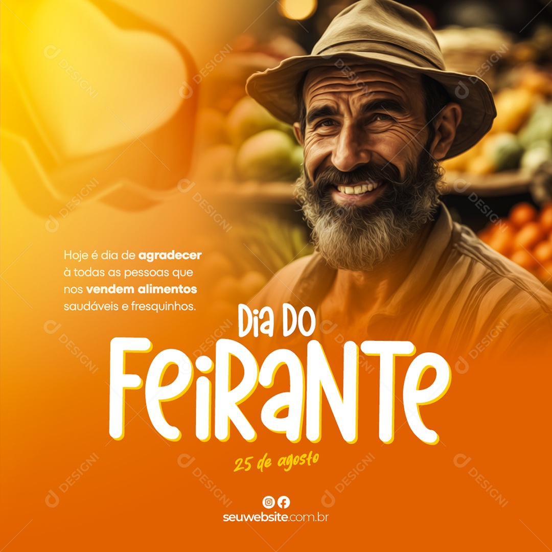 Vendam Alimentos Dia Do Feirante Social Media PSD Editável
