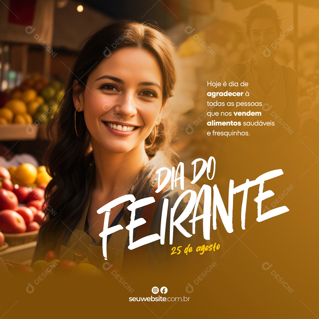 Social Media Dia Do Feirante 25 De Agosto PSD Editável