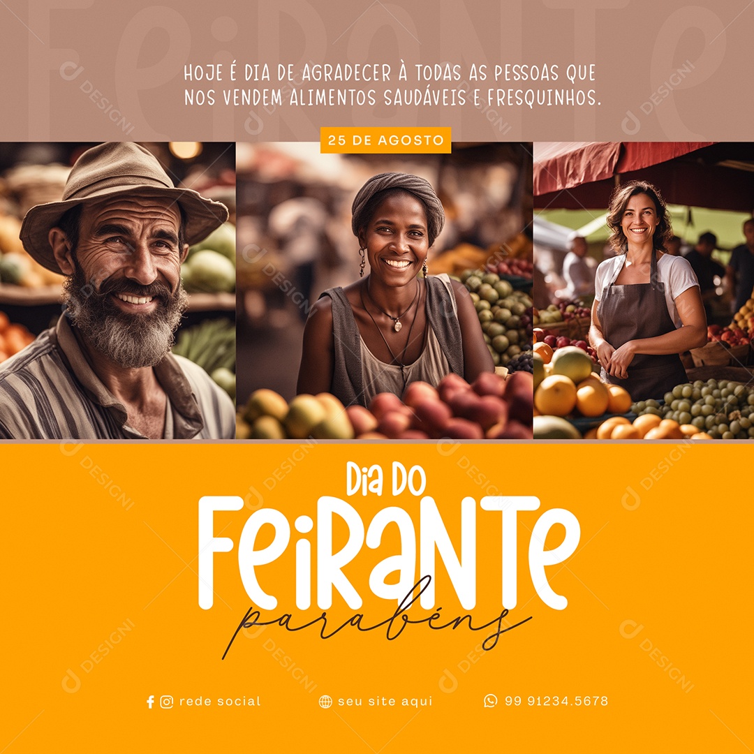Dia Do Feirante Parabéns 25 De Agosto Social Media PSD Editável
