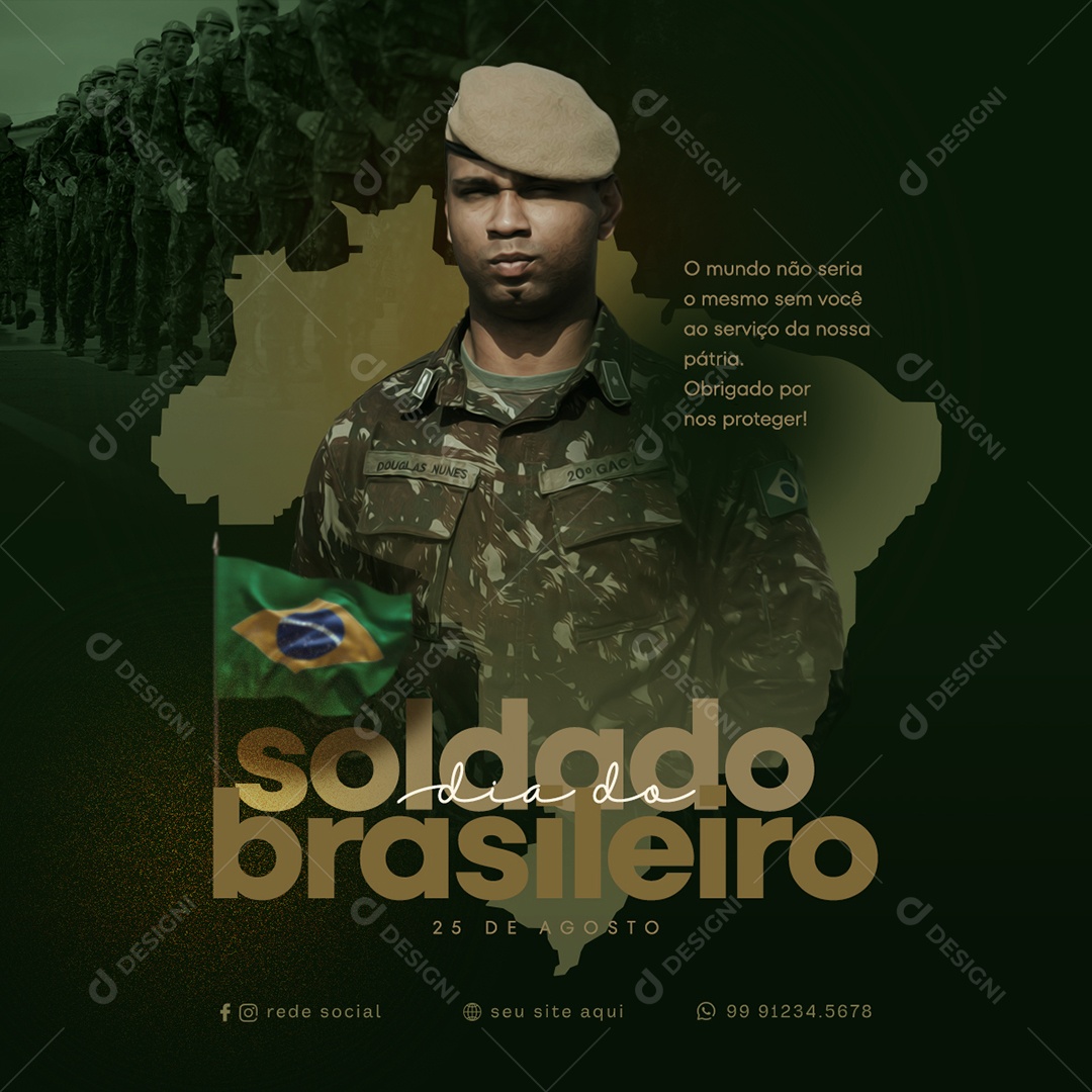 Social Media Dia Do Soldado Brasileiro 25 De Agosto PSD Editável