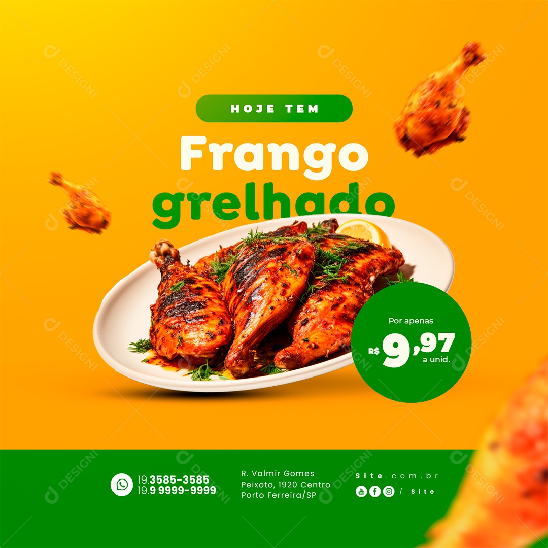 Restaurante Marmitaria Hoje Tem Frango Grelhado Por Apenas 9,97 Social Media PSD Editável
