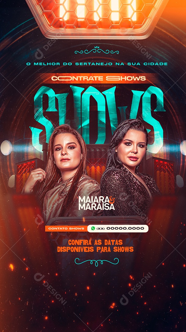Flyer Story Contrate Shows Maiara e Maraisa Social Media PSD Editável