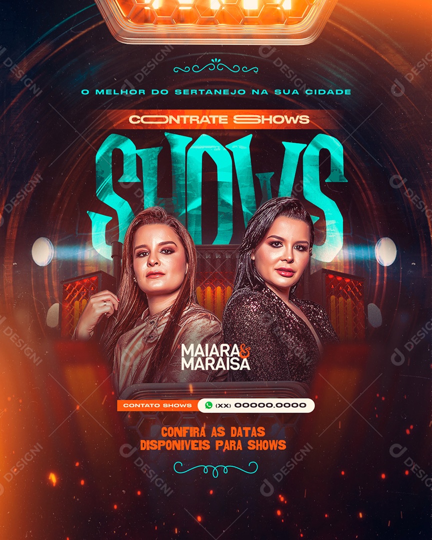 Social Media Flyer Feed Contrate Shows Maiara e Maraisa PSD Editável