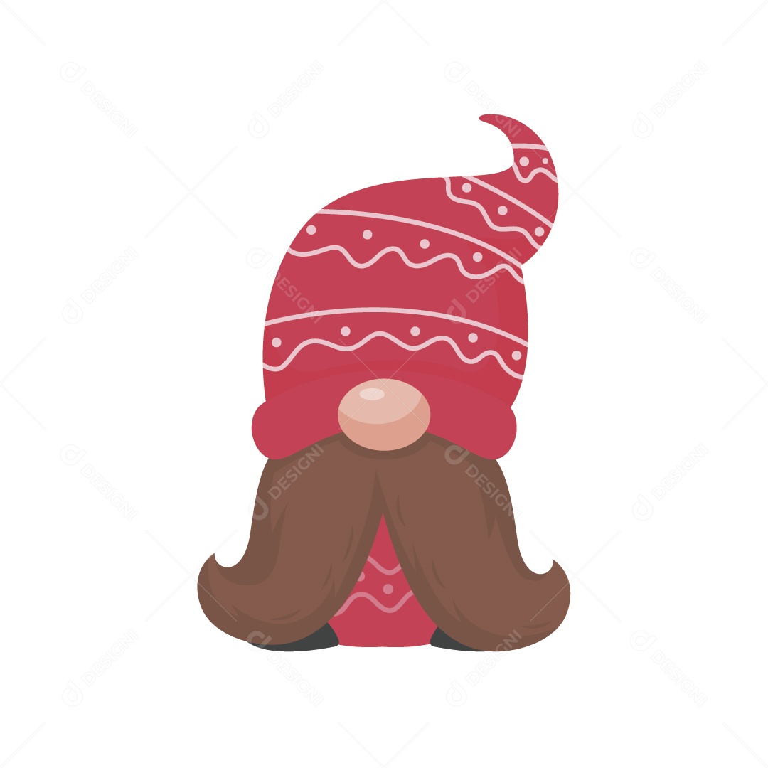 Ilustração Gnomo de Chapéu Vermelho Vetor EPS