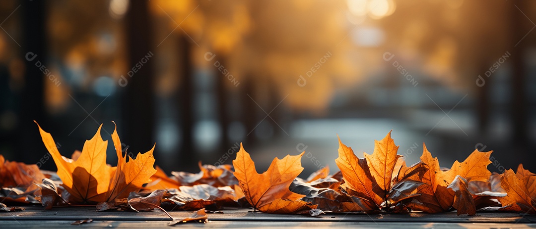Folhas de outono sobre a mesa